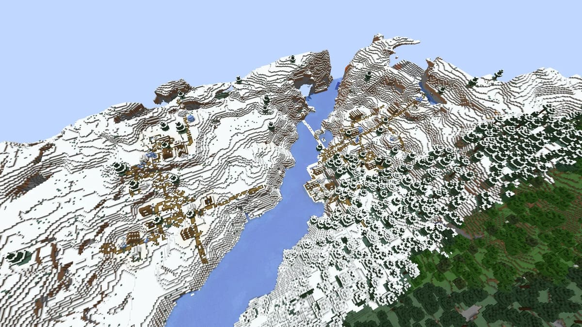 Pueblo de nieve doble en Minecraft