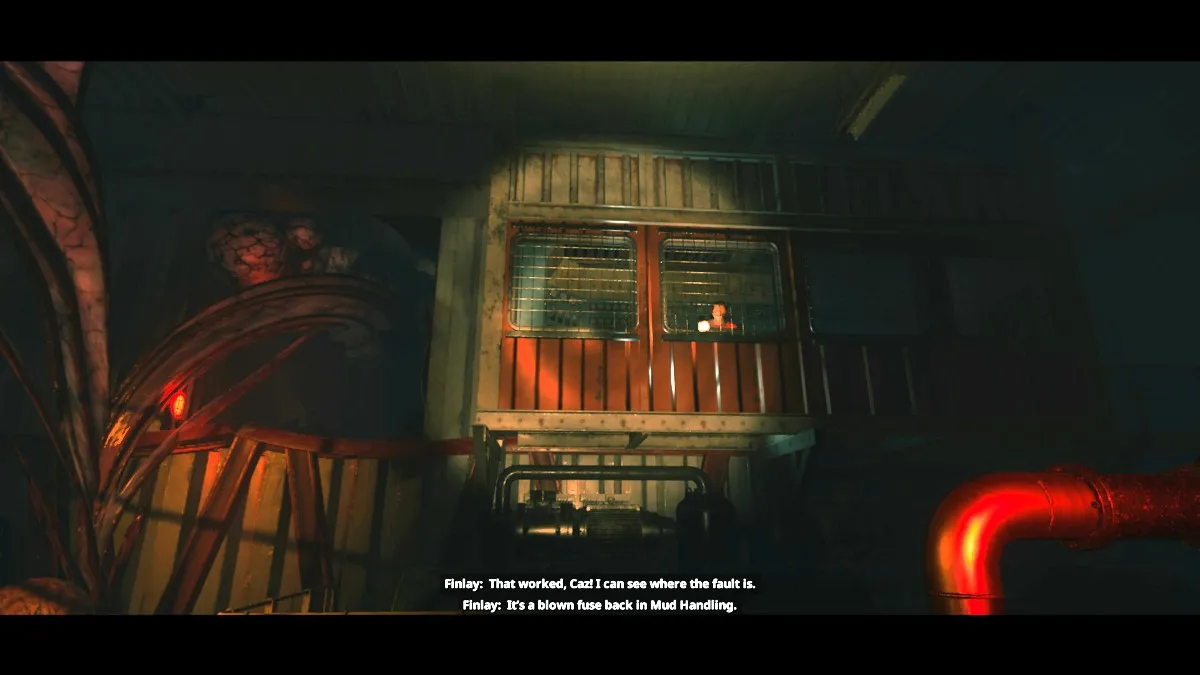 Cómo evitar el error 'Restablecer el relé protector' en Still Wakes the Deep 10 Escena con Finlay donde te dice que arregles el fusible en Mud Handling Still Wakes the Deep.