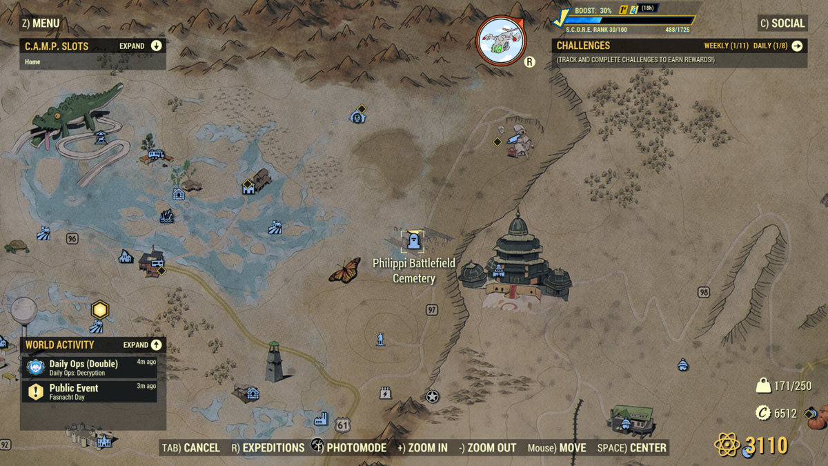 La ubicación del cementerio Philippi Battlefield está marcada en el mapa de Fallout 76.
