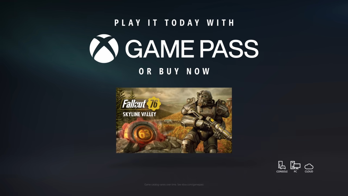 Actualización de Fallout 76 Skyline Valley en Xbox Game Pass