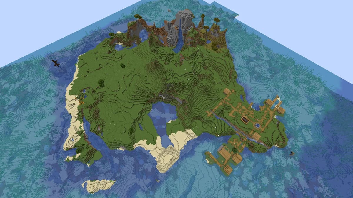 Isla y pueblo de supervivencia en Minecraft
