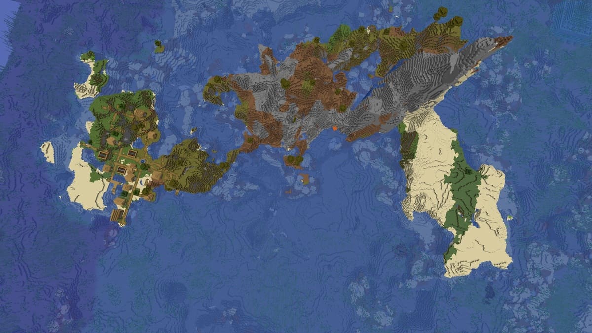 Enorme isla y aldea de supervivencia en Minecraft