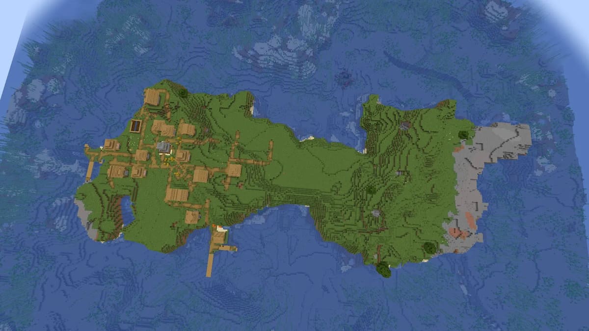 Isla y pueblo de supervivencia en Minecraft