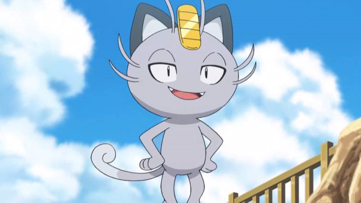 Primer plano de Alolan Mewoth en el anime Pokémon Sol y Luna