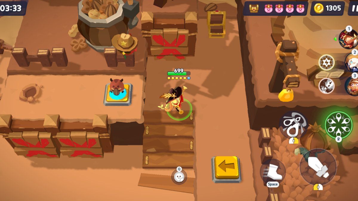 Subiendo las escaleras hacia un cofre vacío en Cookierun Tower of Adventures