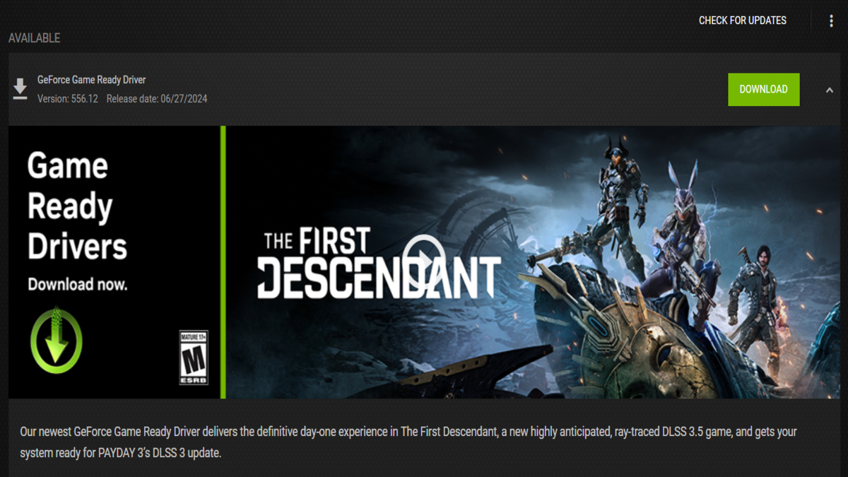 Descarga del controlador listo para el juego para The First Descendant