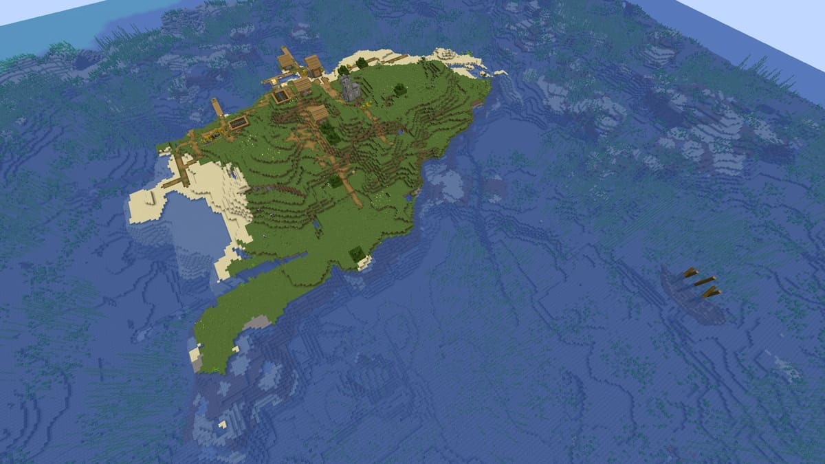 Las 20 mejores semillas de Minecraft 1.18.2 31 Naufragio y pueblo en Minecraft