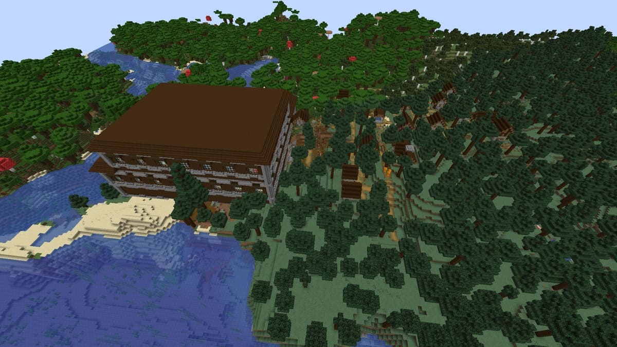 Las 20 mejores semillas de Minecraft 1.18.2 37 Mansión y pueblo en el bosque en Minecraft
