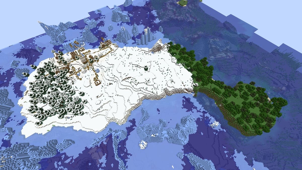 Las 20 mejores semillas de Minecraft 1.18.2 38 Icebergs y pueblo en Minecraft