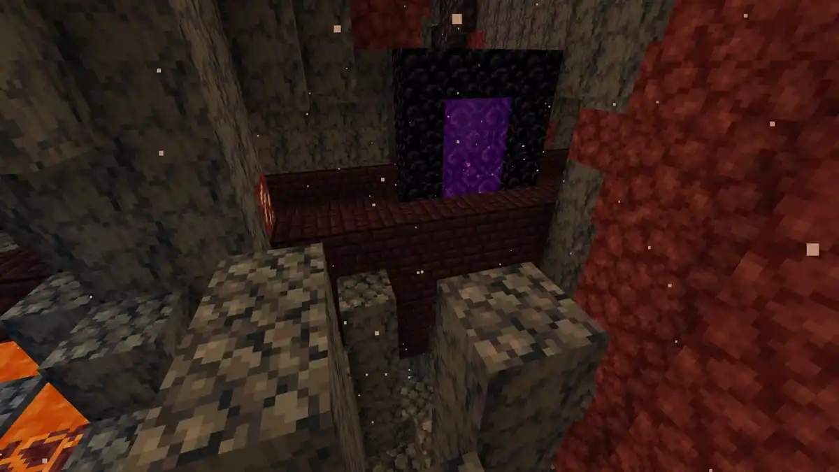 Portal en ruinas en la frotress inferior en Minecraft