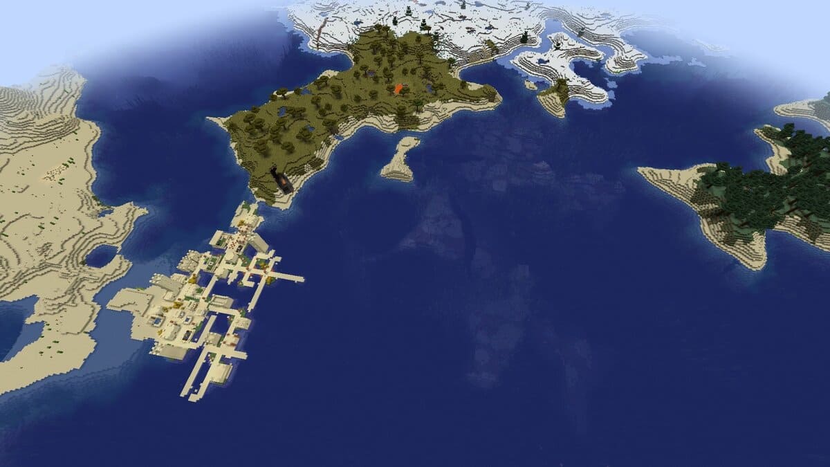 Varios biomas y aldeas en Minecraft.