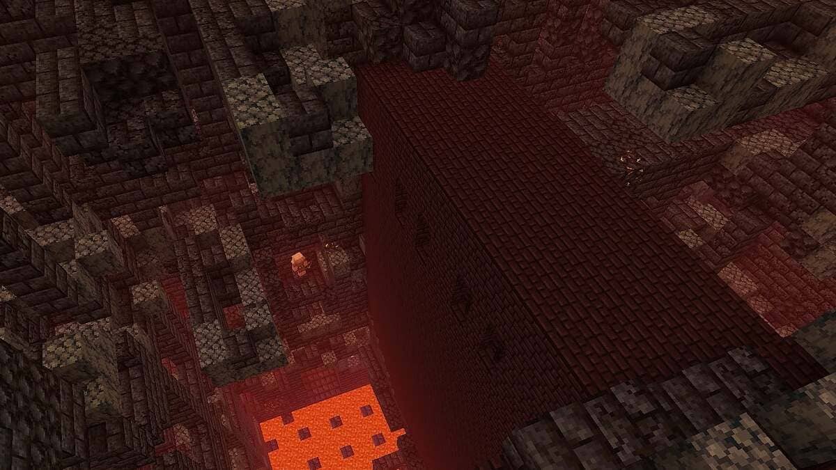 Nether frotress dentro del remanente del bastión en Minecraft