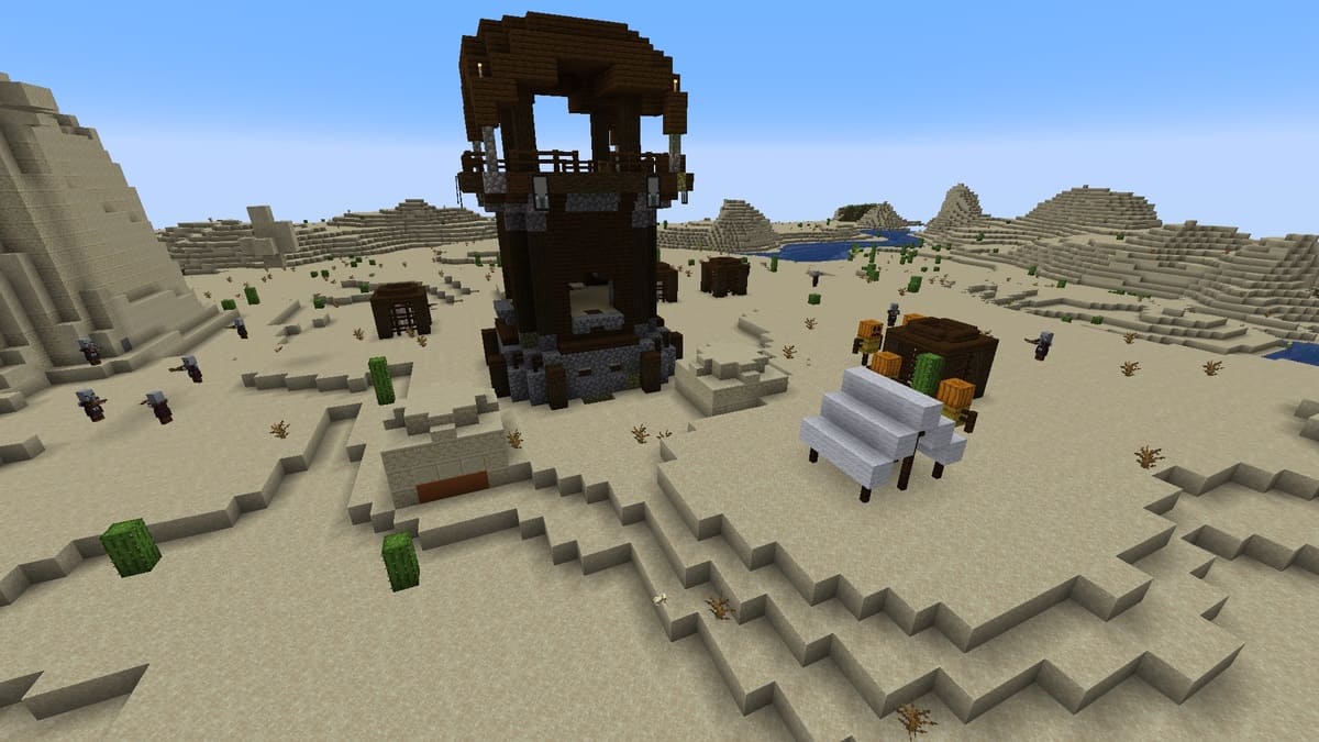 Puesto de avanzada de saqueadores en un templo del desierto en Minecraft