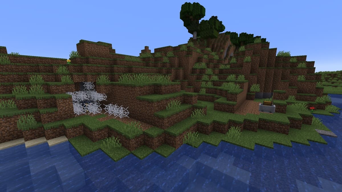 Pozo de mina expuesto en Minecraft