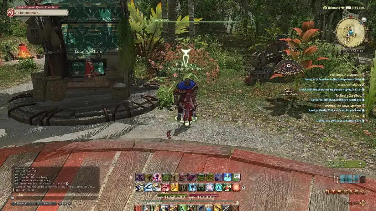 FFXIV Dawntrail Yak T'el comerciante de piedras preciosas