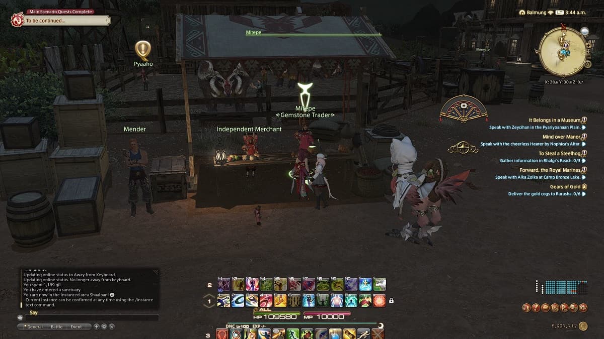 FFXIV Dawntrail Shaaloani comerciante de piedras preciosas