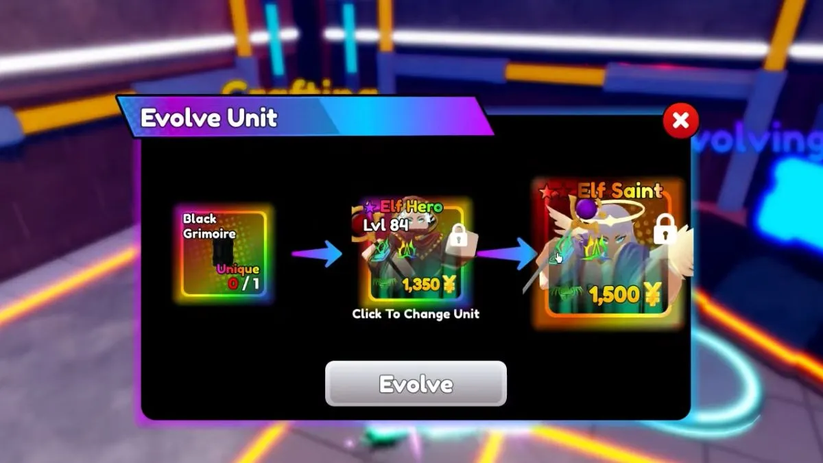 Elf Saint doble evolución en Anime Defenders