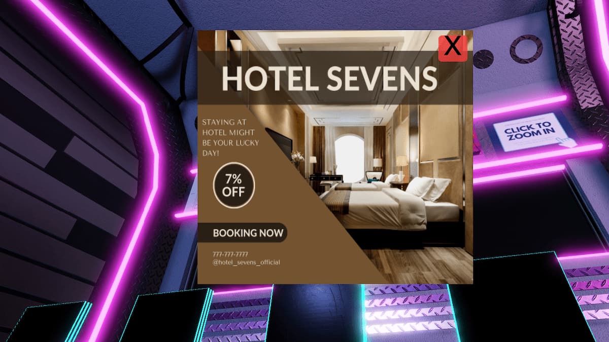 Roblox : Terminal Escape Walkthrough: Chapters 1-4 188 Hotel poster in Terminal Escape Room