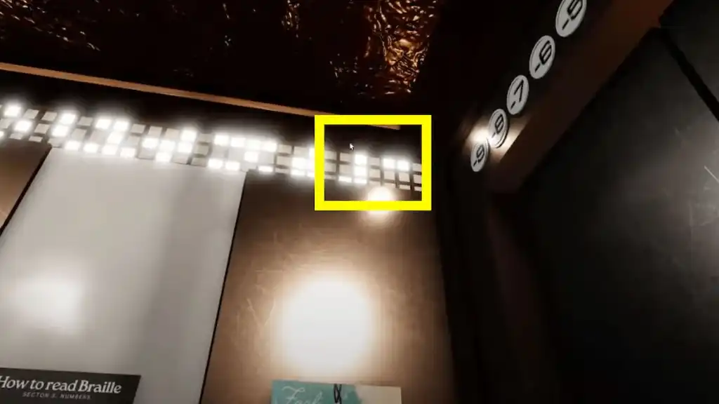 Roblox : Terminal Escape Walkthrough: Chapters 1-4 245 Braille lights in elevator in Terminal Escape Room