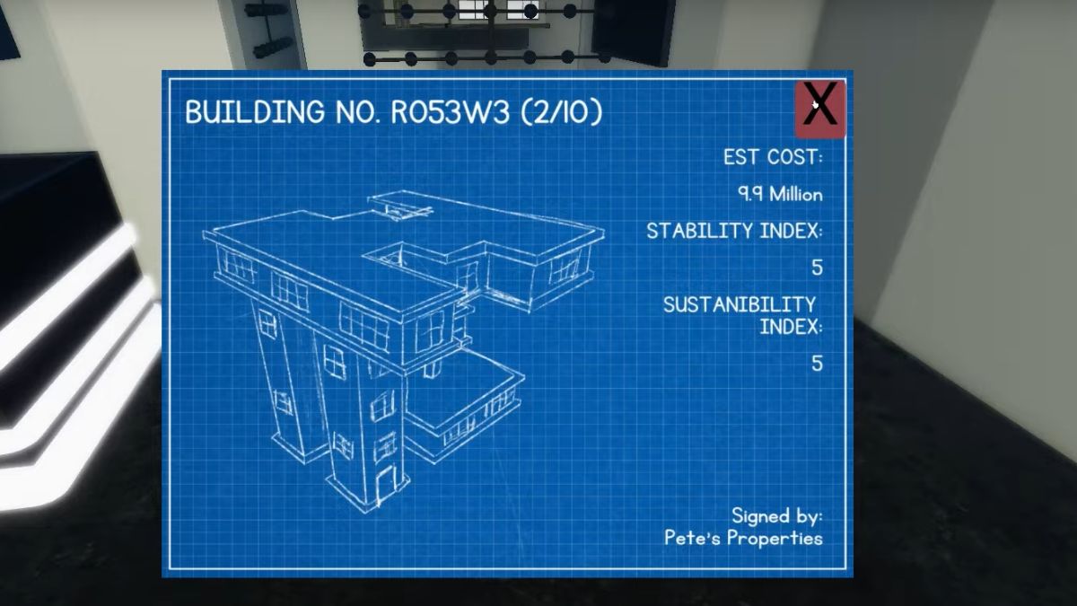 Roblox : Terminal Escape Walkthrough: Chapters 1-4 309 Building blueprint in Terminal Escape Room