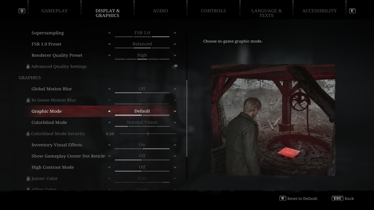 Modo de filtro predeterminado de Silent Hill 2 Remake