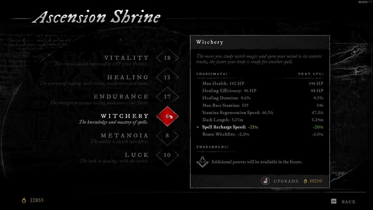 Estadística de brujería Witchfire