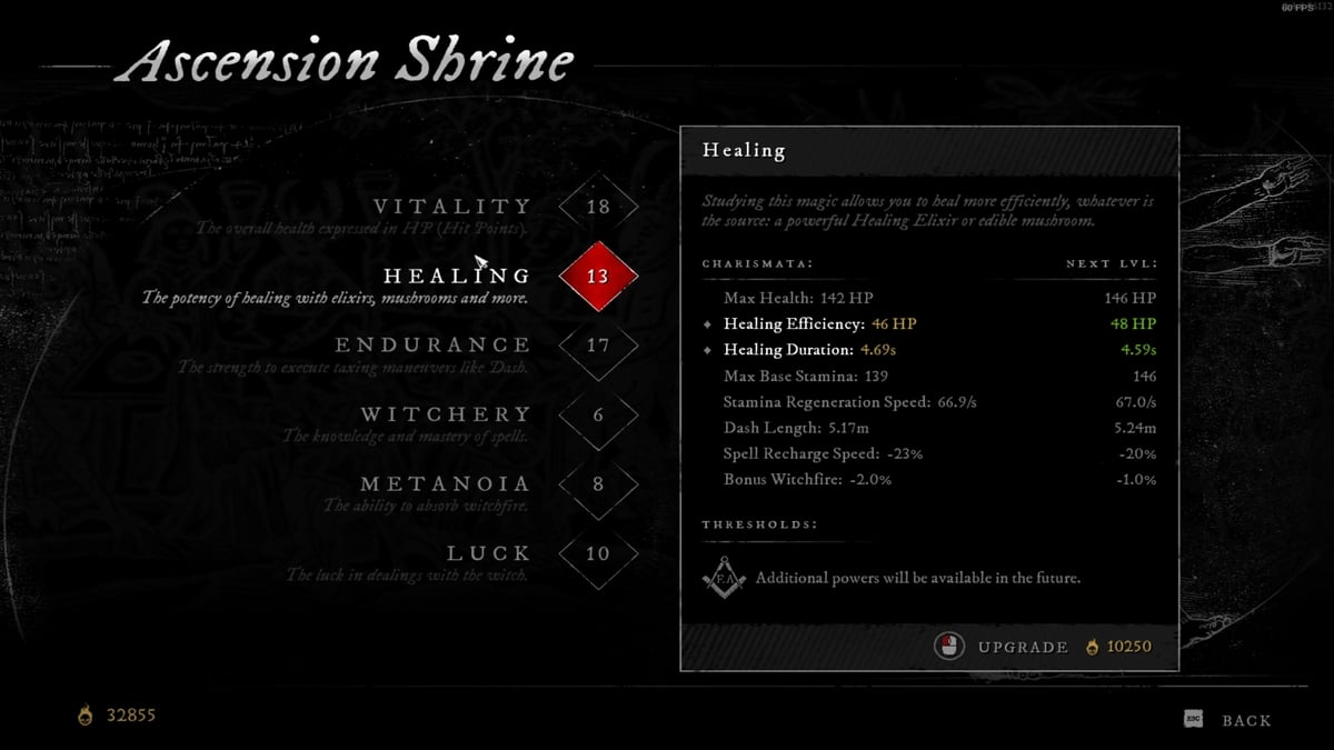 Estadística de curación Fuego brujo