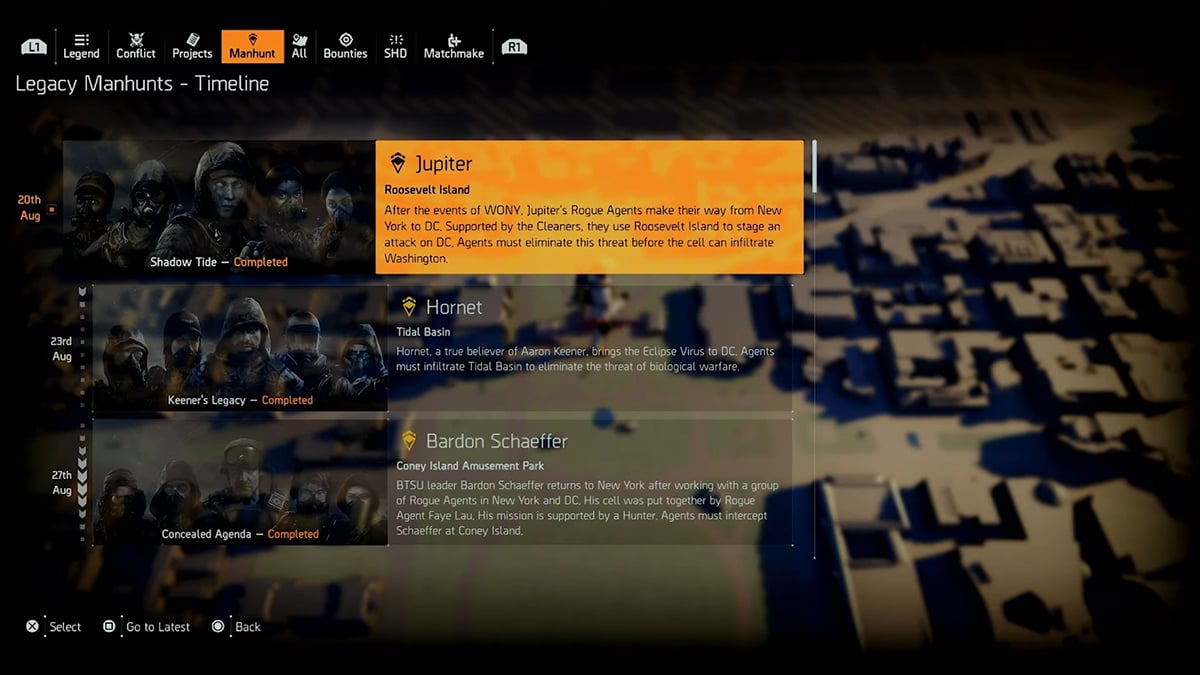 The Division 2 - Objetivos de caza heredados 