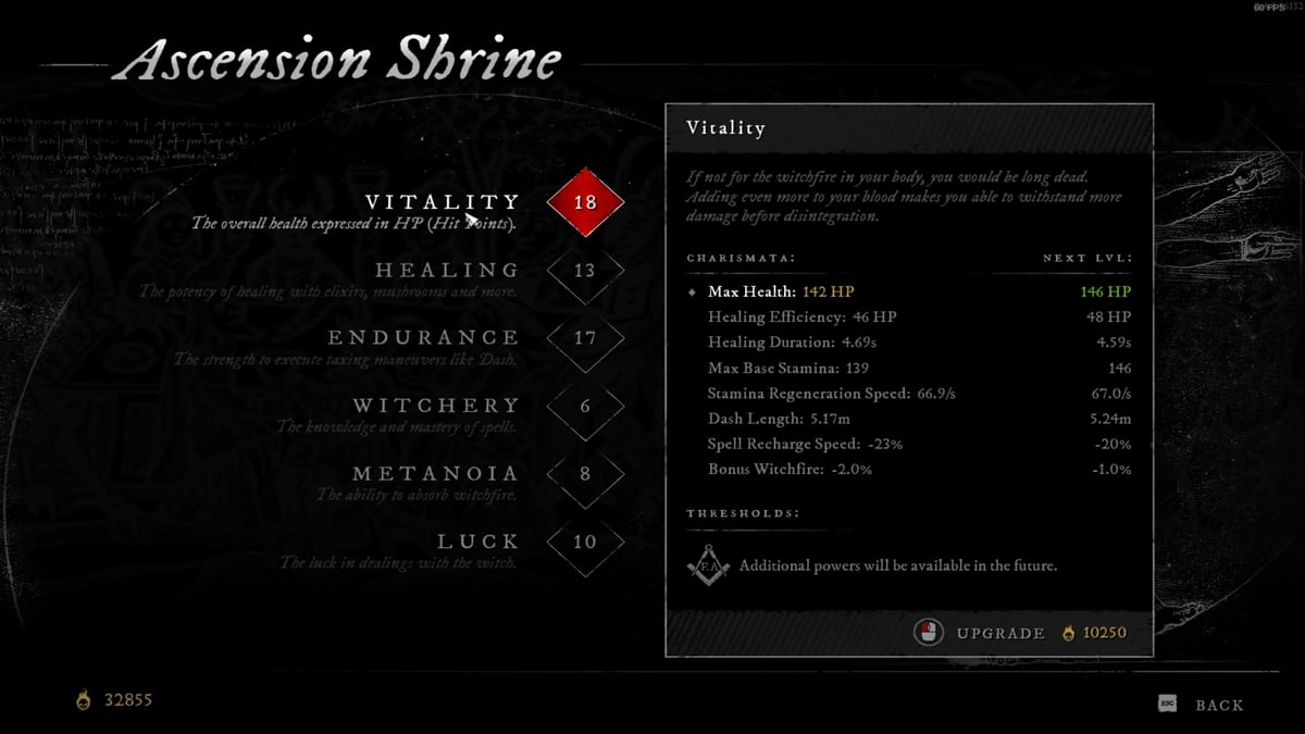 Estadística de vitalidad Fuego brujo