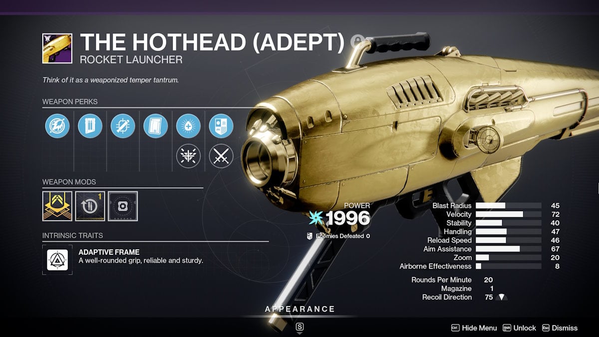 Lanzacohetes Destiny 2