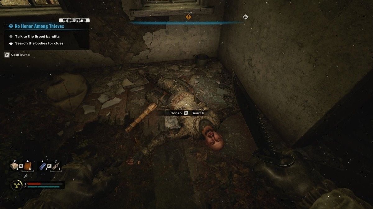 Buscando pistas en los cuerpos de los bandidos en No Honor Among Thieves en Stalker 2