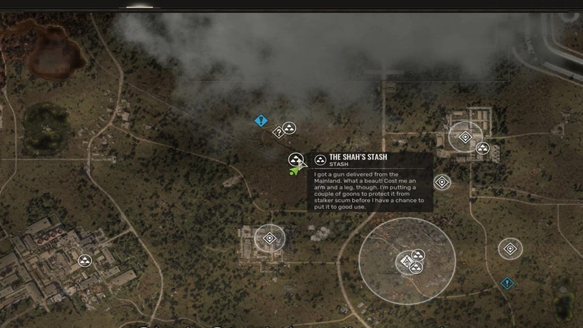 Ubicación del escondite de Shah en el mapa en Stalker 2