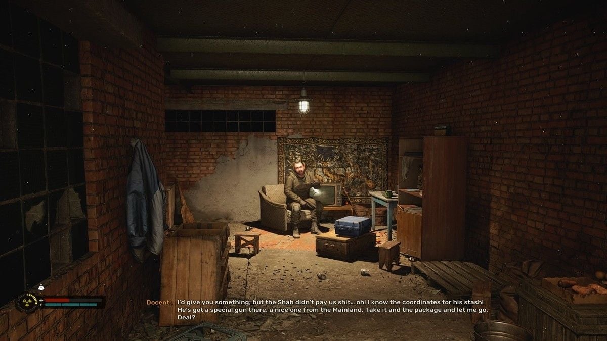 coordenadas del alijo de Shah dadas por Docent en Stalker 2