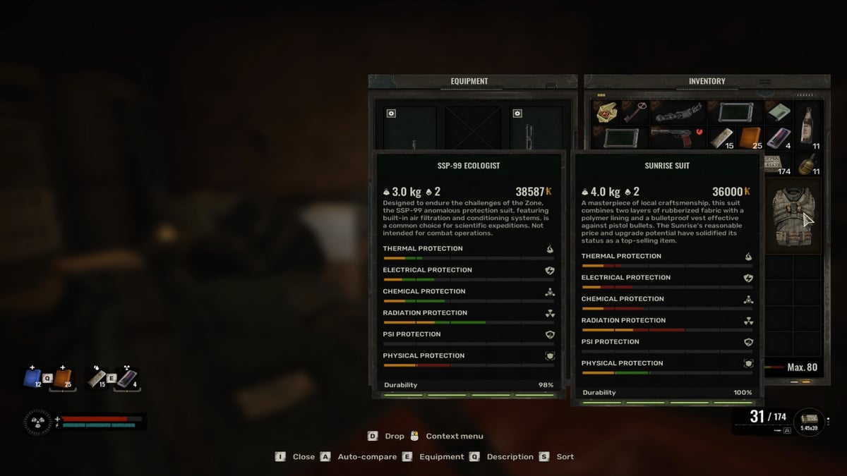 Estadísticas del traje Sunrise en Stalker 2