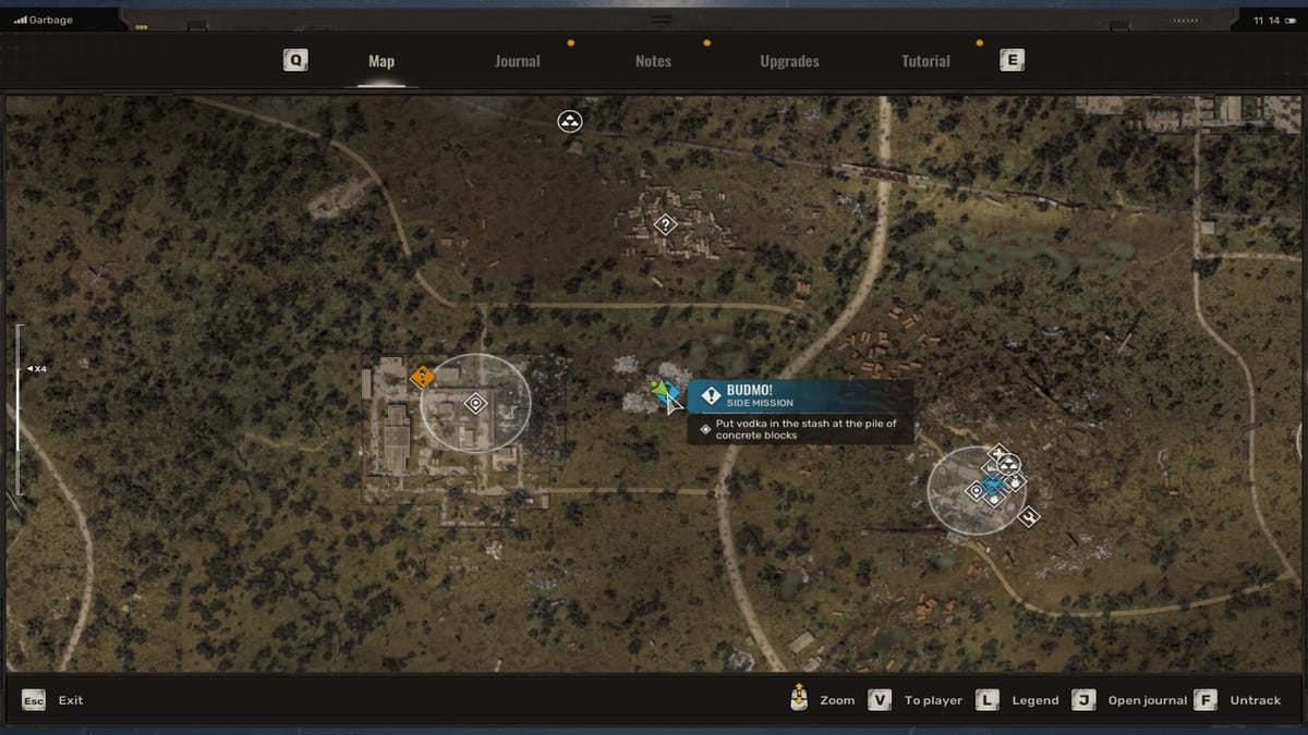 Budmo escondido en el área de la pila de bloques de concreto en Stalker 2