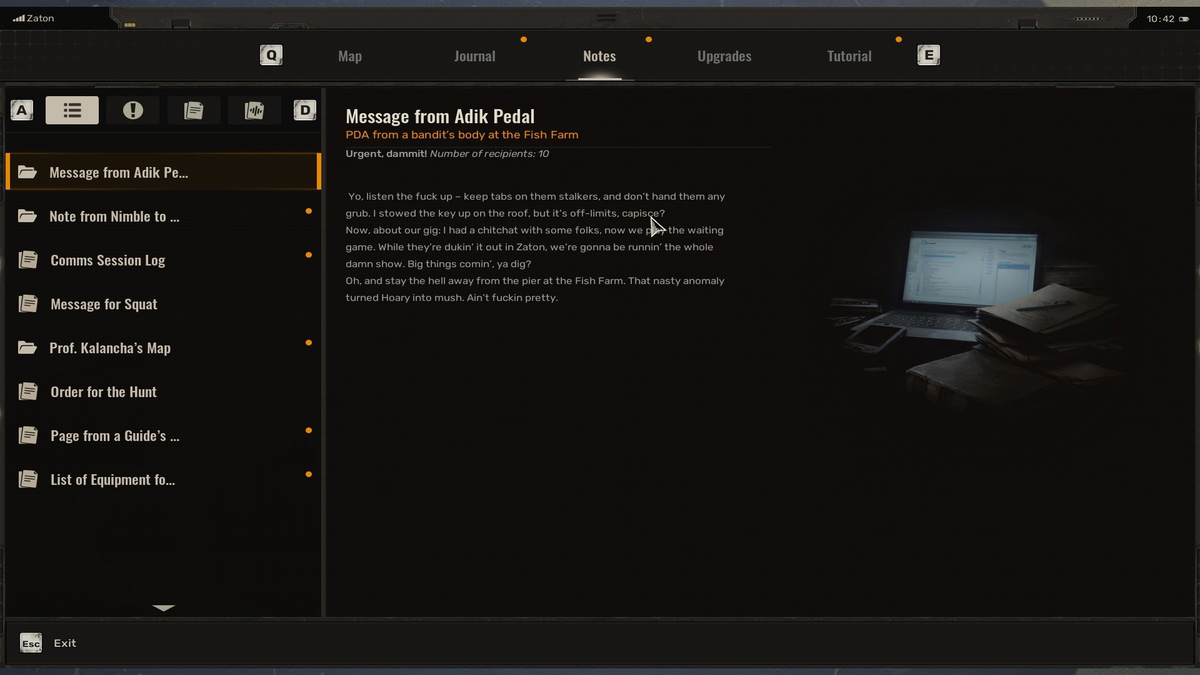 Una PDA que contiene información sobre la clave de Adik Pedal