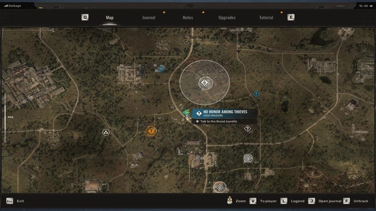 Ubicación de la misión secundaria No Honor Among Thieves en el mapa de Stalker 2