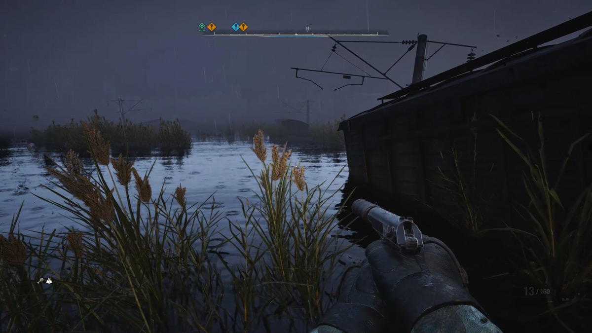 Vagones de tren para cruzar y llegar a Quiet's Camp.