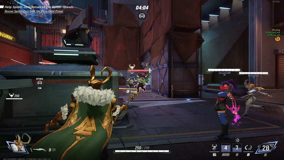 Loki y sus dobles atacando a Thor en Marvel Rivals