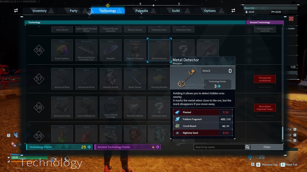 Detector de metales Palworld