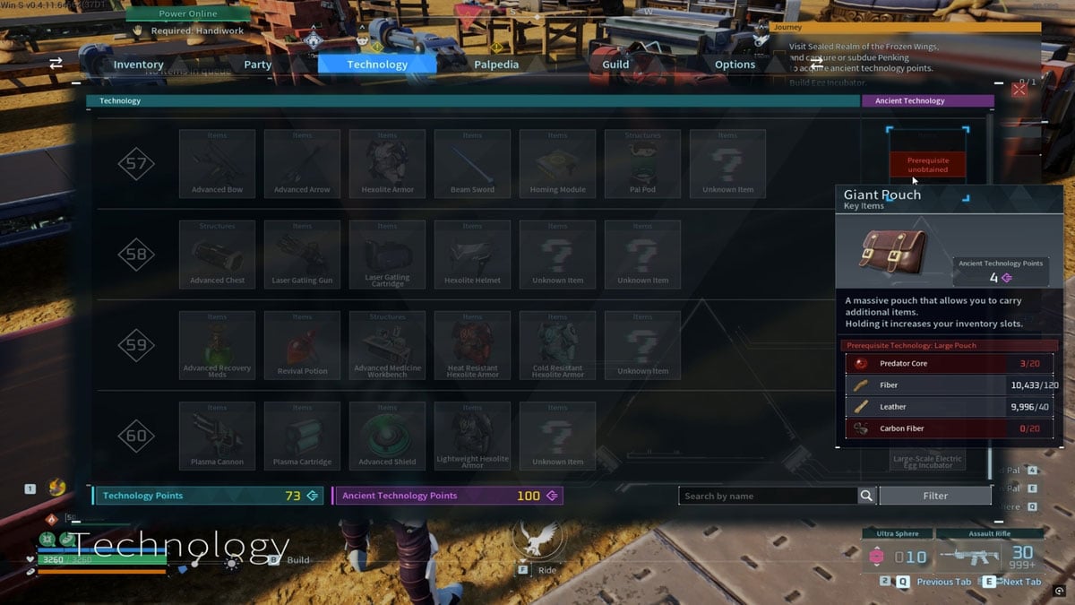 Lista de elementos que requieren Predator Cores en Palworld