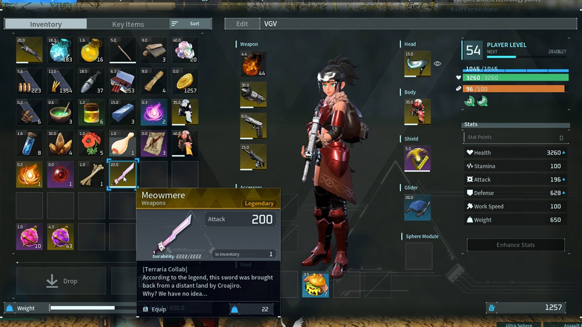 Guía de elaboración de Meowmere en Palworld