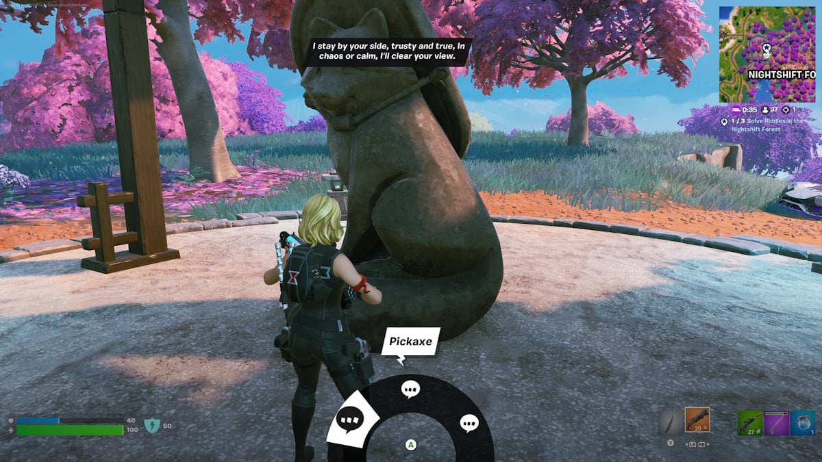 Acertijos del bosque del turno de noche de Fortnite