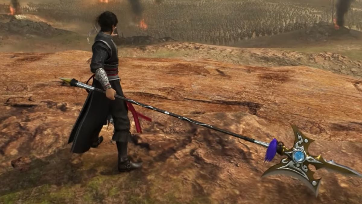 سلاح المطرد من Dynasty Warriors Origins قريب من بطل الرواية الذي يحمله