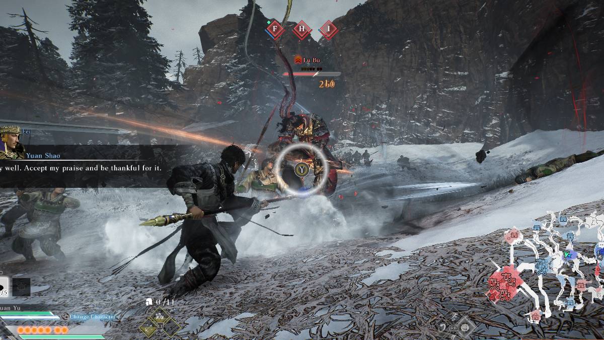 Dynasty Warriors Origins usa una emboscada contra lu bu después de romper su guardia temprano