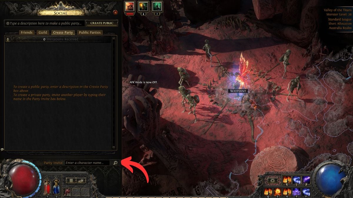 Path of Exile 2 Multijugador invita a un amigo a la fiesta