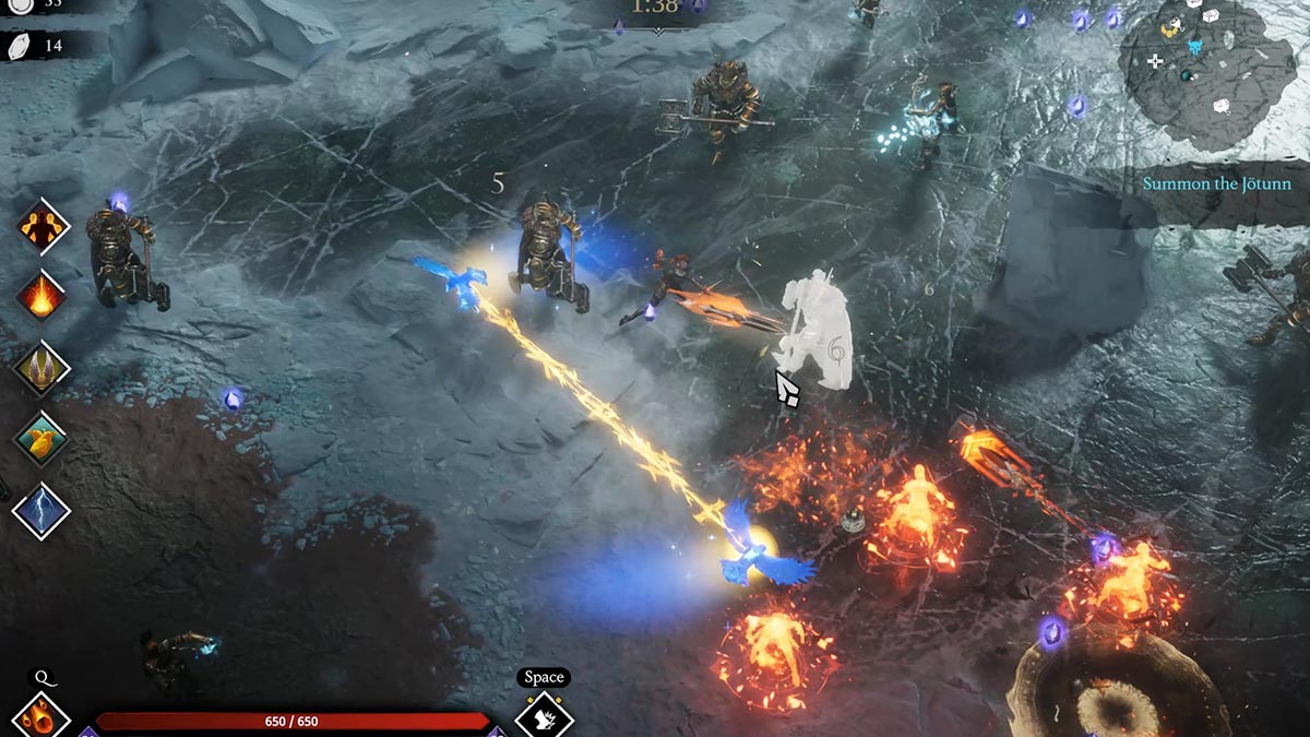 Sister Flame atacando enemigos en Jotunnslayer Hordes of Hel