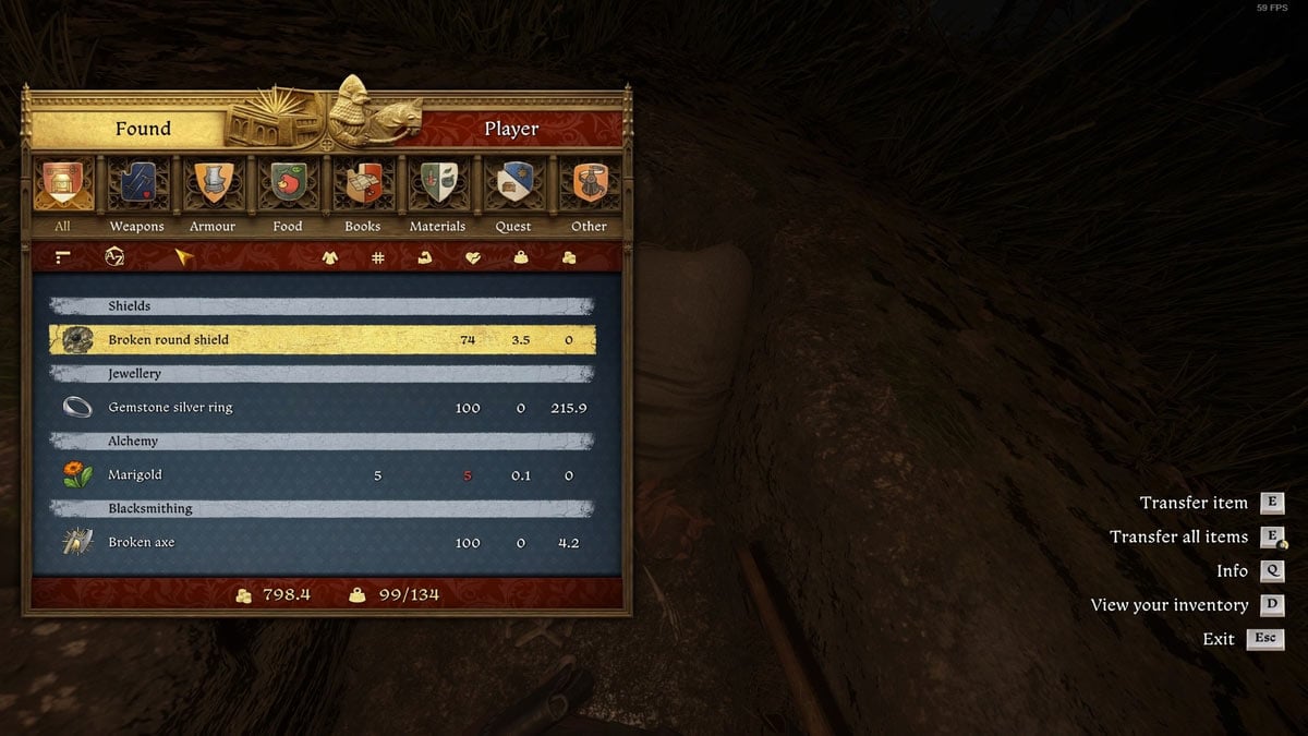 Contenido de la tumba en el reino Come Deliverance 2