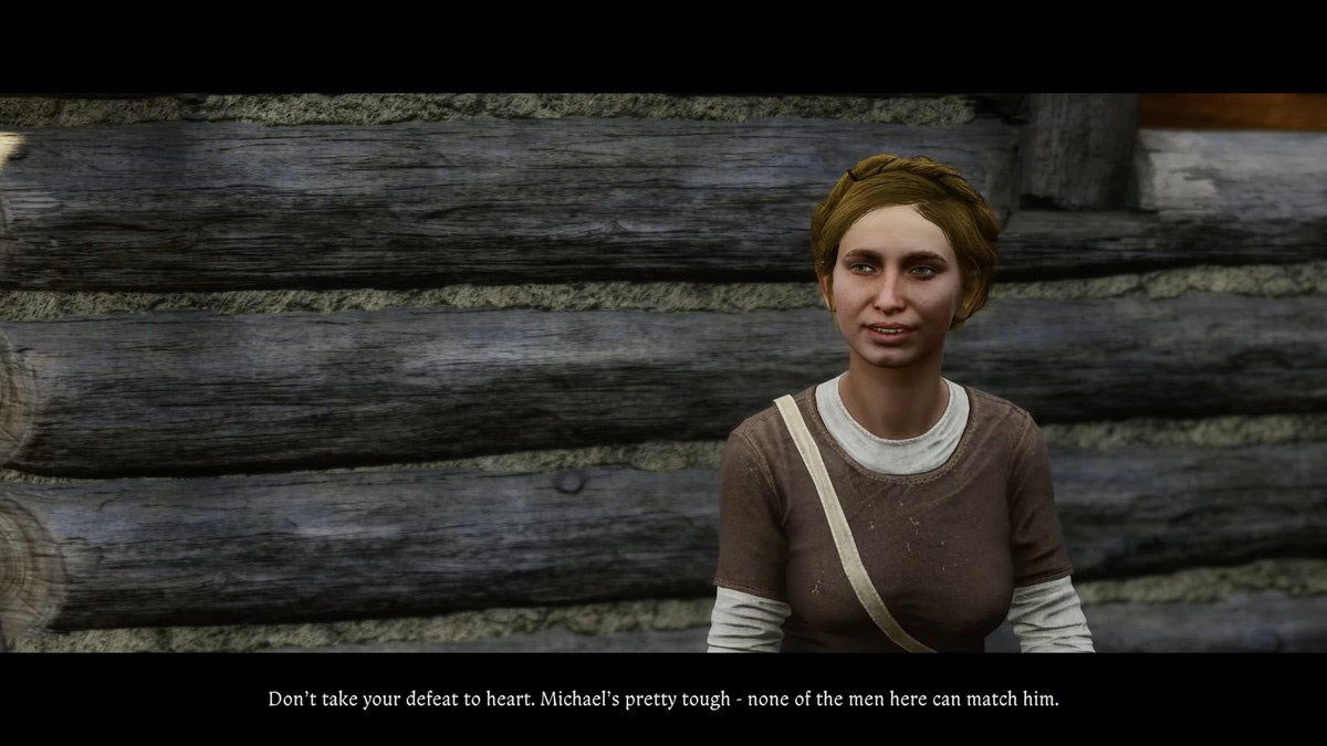 Klara consolando a Henry después de ser derrotado por Michael