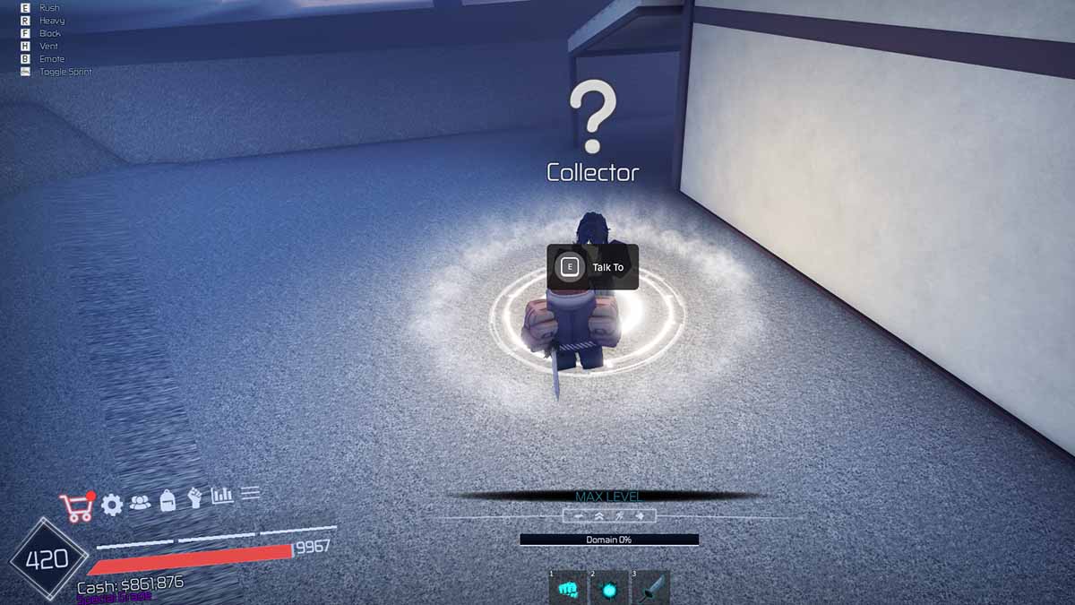 Colecionador NPC em Jujutsu Infinito.